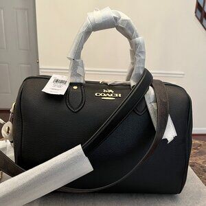 NWT Coach Rowan Large Black Satchel Bag & an Extra Coach Strap (Reversible)